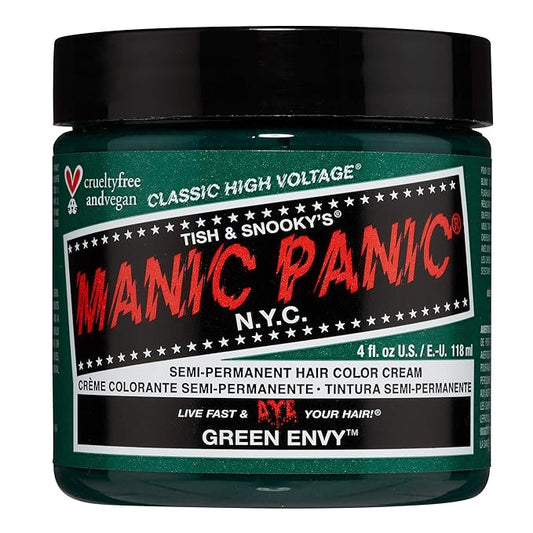 MANIC PANIC Classic Green Envy Semi Permanent Hair Color - Emerald Green Hair Dye for Women & Men That Lasts 4-6 Weeks - Vegan, Ammonia & Cruelty-Free - Create & Mix Custom Shades (4oz)