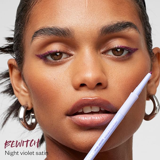 Kosas Soulgazer Gel Eyeliner (Bewitch) - Waterproof, Smudge-Proof Pen with Hyaluronic Acid - Retractable Eyeliner Pencil with Sharpener & Smudger, Long-Lasting - Night Violet Satin