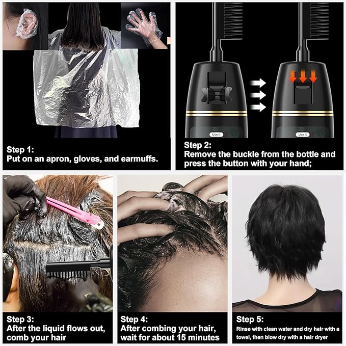 Permanent Hair Color, Permanent Black Hair Dye （7.1 Ounce） 100% Grey Coverage, Ammonia Free, Vegan, Cruelty Free | Biotin for Thicker, Fuller Hair (Black, 200ML)