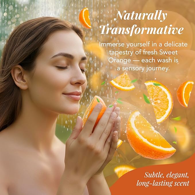 Saavy Naturals Moisturizing Body Wash for Sensitive Skin – Plant-Based & Pure with Coconut Oil, Shea Butter & Aloe Vera – Paraben-Free, Cruelty-Free – Sweet Orange – 8.5 fl oz, 2 pack