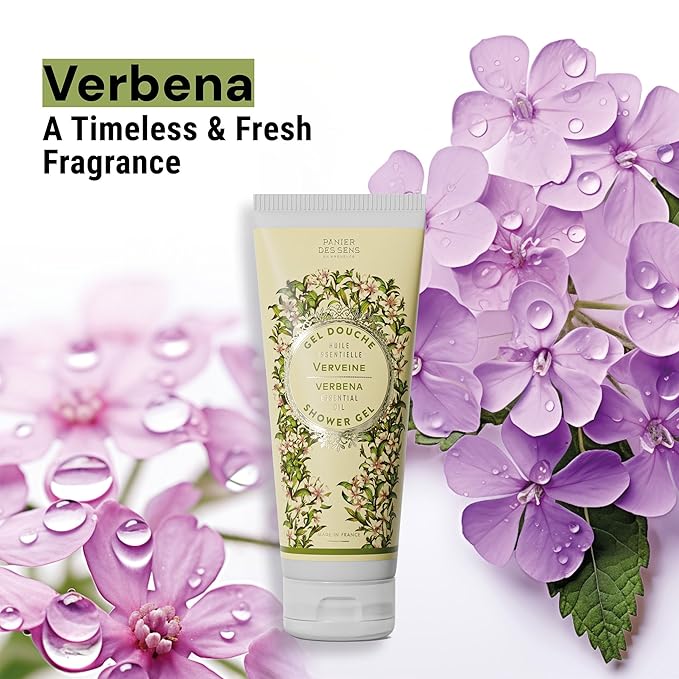 Panier des Sens - Verbena Moisturizing Body Wash for Women & Men - Gentle Shower Gel with 96% Natural Ingredients for Normal & Sensitive Skin - Body Care Made in France, SLS Free, Vegan - 6.8 Fl Oz