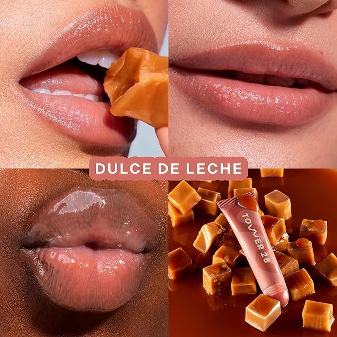 Tower 28 LipSoftie Tinted Lip Balm Treatment - Hydrating Glossy Balm + Overnight Lip Mask with Jojoba Oil + Shea Butter - Sweet, Cushiony Formula for Smooth, Soft Lips - Dulce De Leche (0.38 oz)
