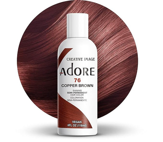 Adore Semi Permanent Hair Color (076 Copper Brown) | Vegan & Cruelty-Free Brown Hair Dye | No Ammonia, No Peroxide, No Alcohol | 4 Fl Oz