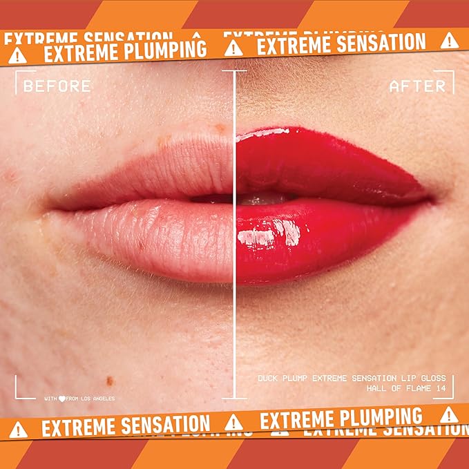 NYX PROFESSIONAL MAKEUP Duck Plump High Pigment Plumping Lip Gloss with Spicy Ginger, Vegan Lip Makeup - Hall Of Flame (True Red)