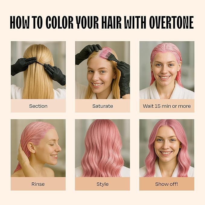 Overtone Semi Permanent Hair Color Conditioner, Cotton Candy Pink, 8 oz, Nourishing, Damage-Free, Color Depositing Mask for All Hair Types with Shea Butter & Coconut Oil, Vegan & Cruelty-Free