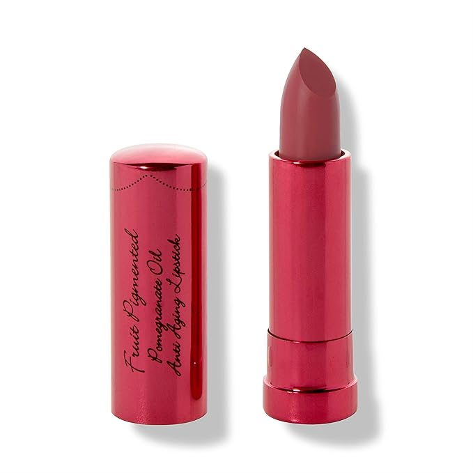 100% PURE Pomegranate Oil Anti-Aging Lipstick Long Lasting, Vibrant Makeup - Moisturizing Cocoa Butter Satin Finish - Vegan Fruit Pigmented Clover Color (Deep Neutral Pink Nude) - 0.15 oz