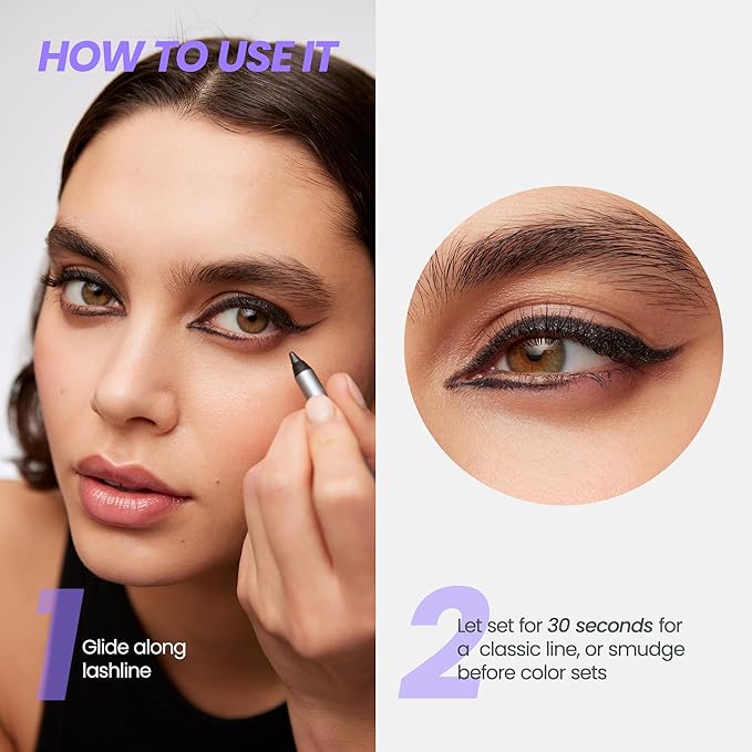 Wonderskin Eyeliner Pencil, 1440 Longwear Black Glitter Eyeliner Pencil - Waterproof, Sharpenable & Smudge Proof (Black Truffle)