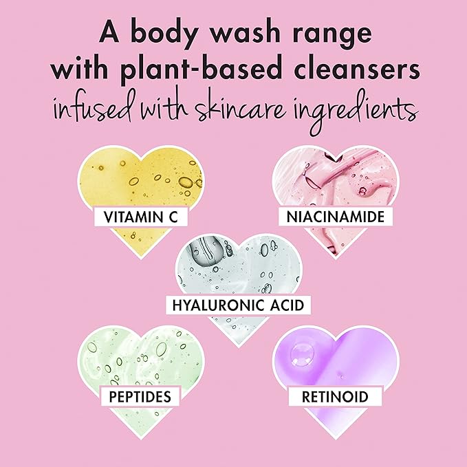 Love Beauty and Planet Plant-Based Body Wash Nourish and Illuminate Skin Rose Water and Niacinamide Made with Plant-Based Cleansers and Skin Care Ingredients, 100% Biodegradable 20 fl oz