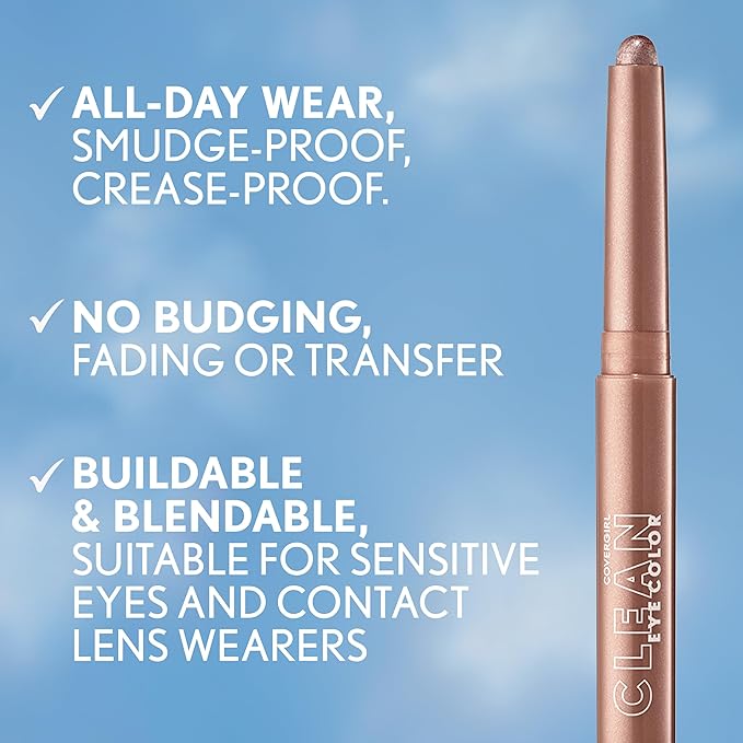 CoverGirl Clean Eye Color, Mystic Maroon, Eyeshadow Sticks, Ultra Creamy Formula, Lightweight, Buildable Formula, Lasts All Day, Smudge-Proof, 0.05oz