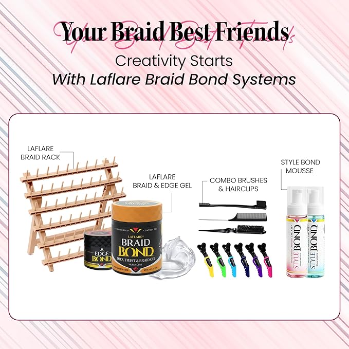 Laflare 430 ml Braid Bond Gel Bulk Extreme Hold for Natural & Kids Hair, Vegan, Nourishing, Braiding Hair, Twist Hair (Musk)