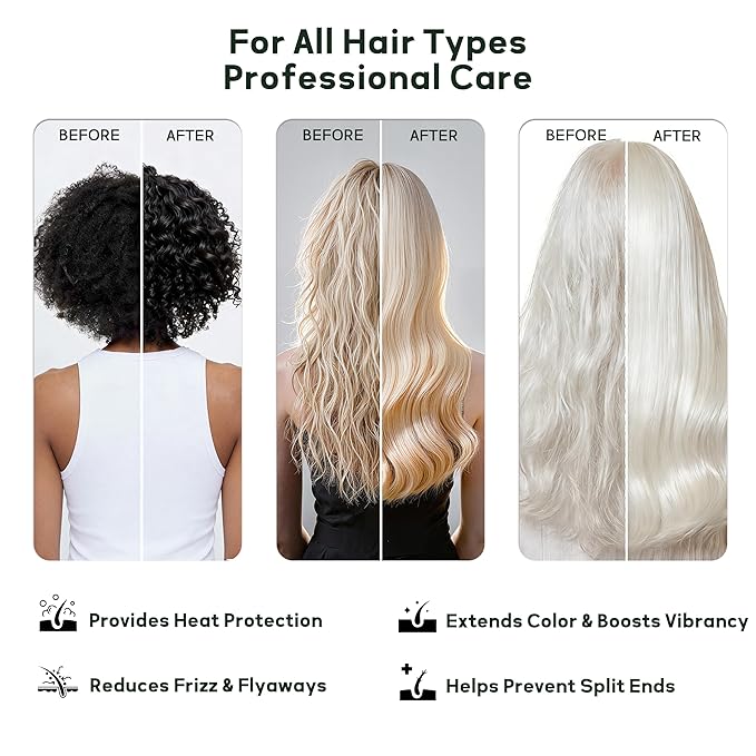 Botanical Hair Oil for Dry & Damaged Hair, Lightweight Leave-In Hair Serum with Heat Protection, Frizz Control, Shine & Split End Care, Vegan & Cruelty-Free, Paraben & Sulfate Free (2 fl oz)