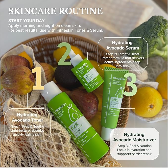 Hydrating Avocado Moisturizer, 1.7 Fl Oz (50ml) – Avocado Fruit Water + Hyaluronic Acid, Vitamin B3 & Pro-Vitamin B5 – Creamy-Soft Barrier Hydration, Fragrance-Free, Vegan Korean Skincare