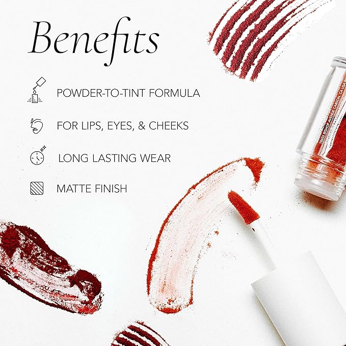 Cle Cosmetics Lip Powder, Beauty and Makeup Essential that Turns Powder to Tint when Applied as Lip Stain, Lip Tint or on Cheeks and Eyes, Long-lasting, Matte Finish - Hot Choco, 0.07 oz