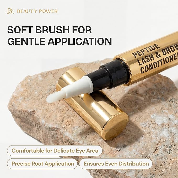 Eyelash Serum & Eyebrow Conditioner - Prostaglandin-Free & Hormone-Free - Dual Peptides & Vitamin B5 for Thicker Fuller Lashes - Safe for Sensitive Eyes - 5ml (3-Month Supply)