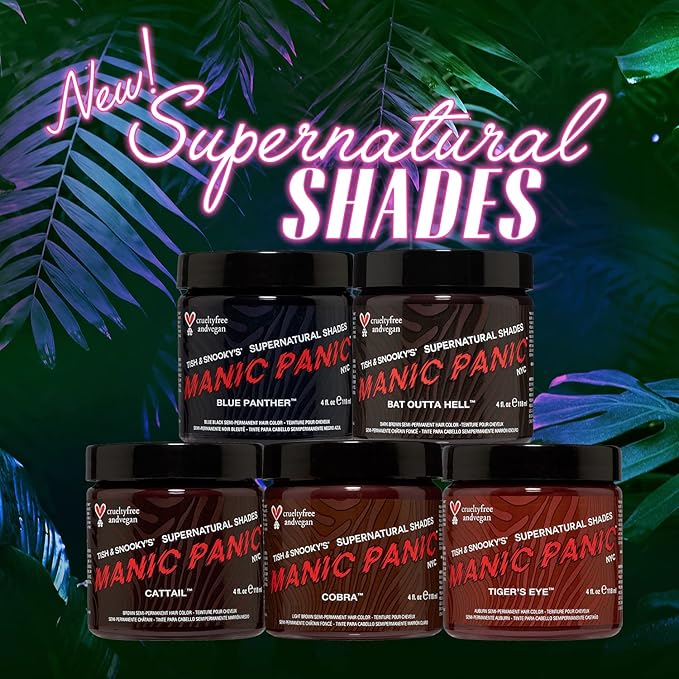 MANIC PANIC Bat Outta Hell Dark Brown Hair Dye - Supernatural - Semi Permanent Dark Espresso Brown Hair Color For Women And Men - Vegan, PPD & Ammonia Free (4oz) (Pack of 2)