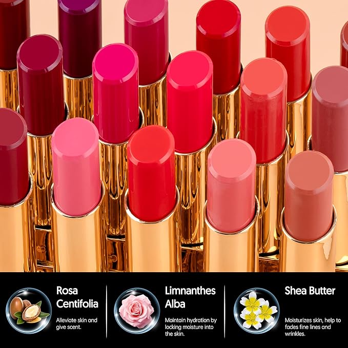 MAKI YIKA 3Pc Moisture Lipsticks for Women Brown Nude Pink Lipstick Hydrate Tinted Lip Balm for Dry Cracked Lips Glossy Lip Color, MA55/58/62