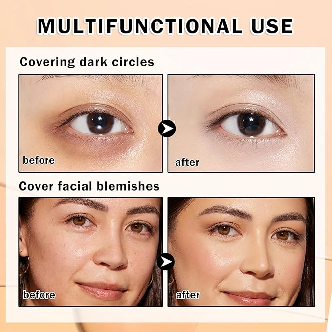 2PCS Under Eye Color Corrector,Cream Concealer Full Coverage for Mature Skin,Vegan Under Eye Cream Dark Circles Cover up Makeup Concealer Makeup (03 Vanilla + 04 Nougatine)