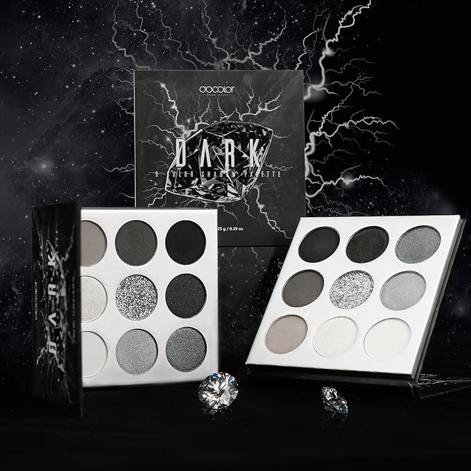 docolor Eyeshadow Palette 9 Colors Black Eyeshadow Gemstone Shadow Palette Highly Pigmented Mattes Shimmers Naked Smokey Glitter Cream Colorful Powder Blendable Long Lasting Waterproof Makeup Palette