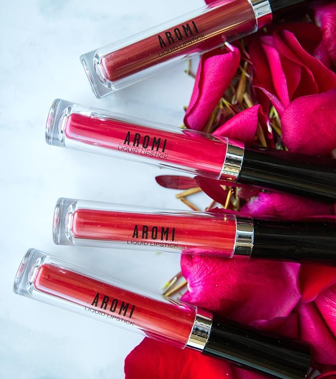 Aromi Matte Liquid Lipstick Bundle | Long-Lasting Lip Colors for Women, Magenta, Bright, True, Dark Red (Red Liquid Lipstick Bundle) | Matte Finish, Four Red Shades, Vegan, Cruelty-free, Long-Lasting