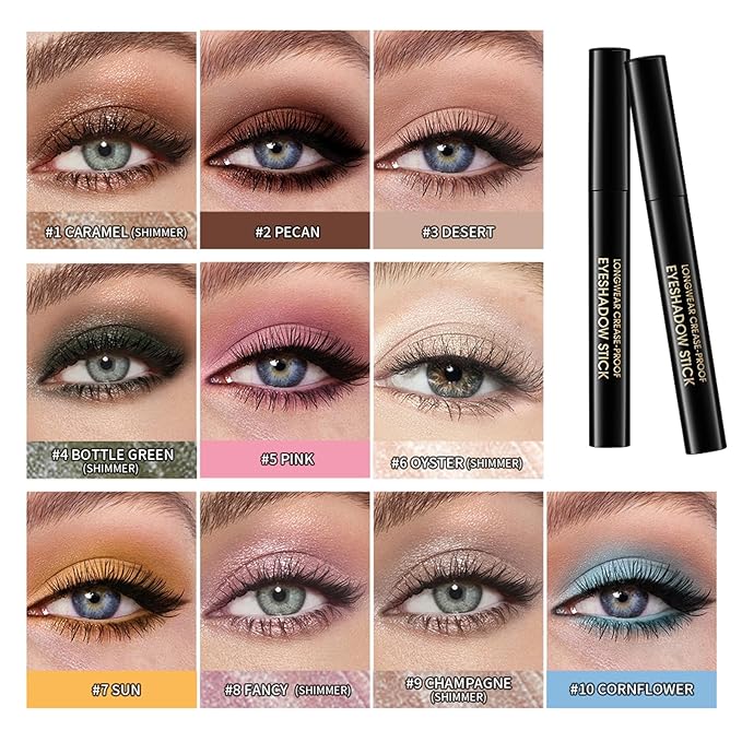 Eyeshadow Stick Matte Eye Brightener Pencil Cream Eye Shadow Eyeliner Pencil Crayon, High Pigmented Blendable Waterproof Long-Lasting Highlighter Stick Makeup, Vegan&Cruelty-Free,#5-Pink