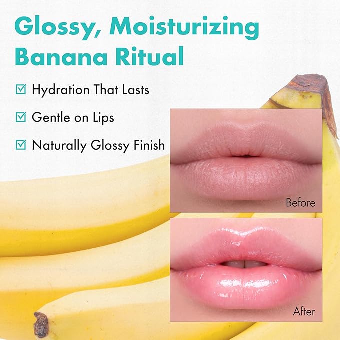 Amuse Seoul Banana Lip Oil (Cacao Milk) – Skincare-Infused Hydrating Vegan Lip Oil, Banana-Scented, Lightweight Non-Sticky Glossy Finish, with Peptide & Rice-Based PDRN
