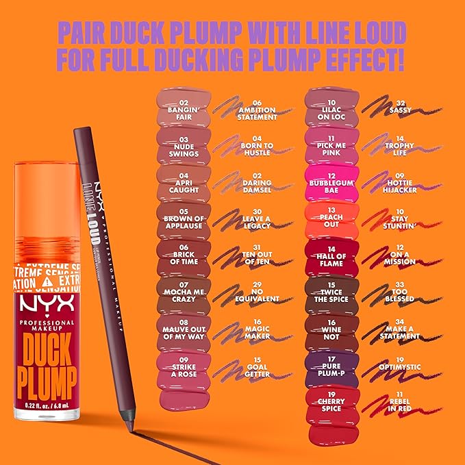 NYX PROFESSIONAL MAKEUP Duck Plump High Pigment Plumping Lip Gloss with Spicy Ginger, Vegan Lip Makeup - Bubble Gum Bae (Bubblegum Pink)