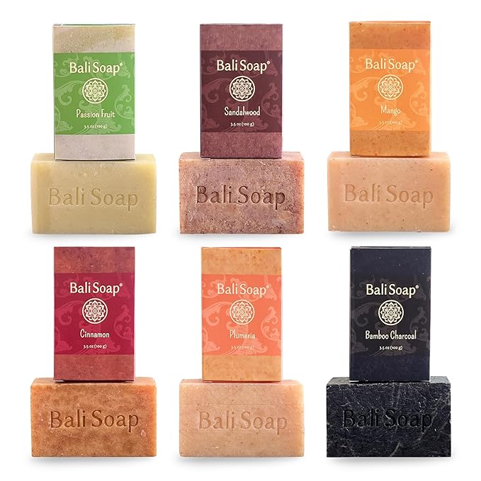 Bali Soap Tropical Paradise Collection 6-Pack Premium Handmade Soap Gift Set, Exotic Fruit & Floral Scents, Vegan Spa Experience for Women & Men, Moisturizing & Nourishing, All Skin Types