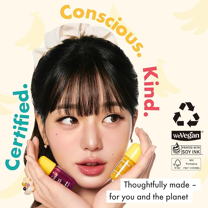 Amuse Seoul Banana Lip Oil (03 Manuka Honey) – Skincare-Infused Hydrating Vegan Lip Oil, Banana-Scented, Lightweight Non-Sticky Glossy Finish, with Peptide & Rice-Based PDRN