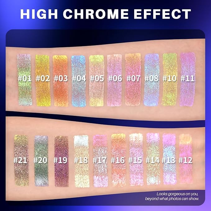 CHARMACY Liquid Duochrome Eyeshadow, Multi-Dimensional Eye Looks, Long Lasting Glitter Eye Shadow Sets Metallic Pigments, Quick Drying, Sparkling Shiny Eye Makeup for Beginners, 1.6g (#18)