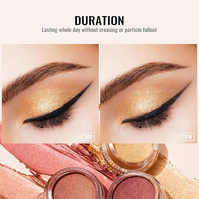 Oulac Gold Eyeshadow Cream Eyeshadow-Sombra de Ojos Highly Pigmented Natural Waterproof&Long Lasting with Moisturizing Formula, Shimmer Glitter Eye Makeup Large Capacity. 6g.