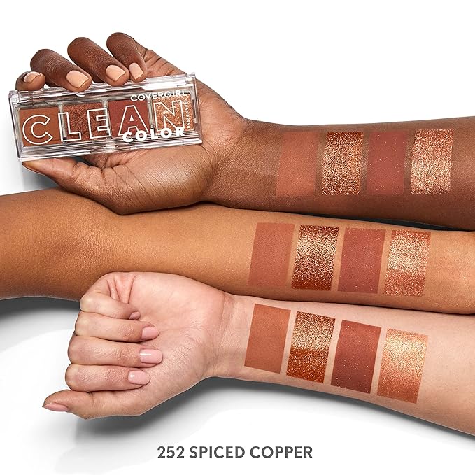 COVERGIRL Clean Fresh Clean Color Eyeshadow Palette, Shimmer Finish, Vegan Formula - Spiced Copper, 4g (0.14 oz)