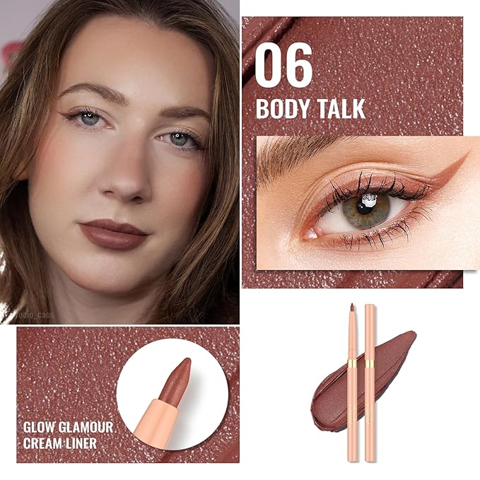 Oulac Brown Eyeliner Pencil, Waterproof Retractable Eye Liners Pen, Smooth and Creamy Eye Makeup for Precision Application Vegan & Cruelty-Free, 06 Body Talk