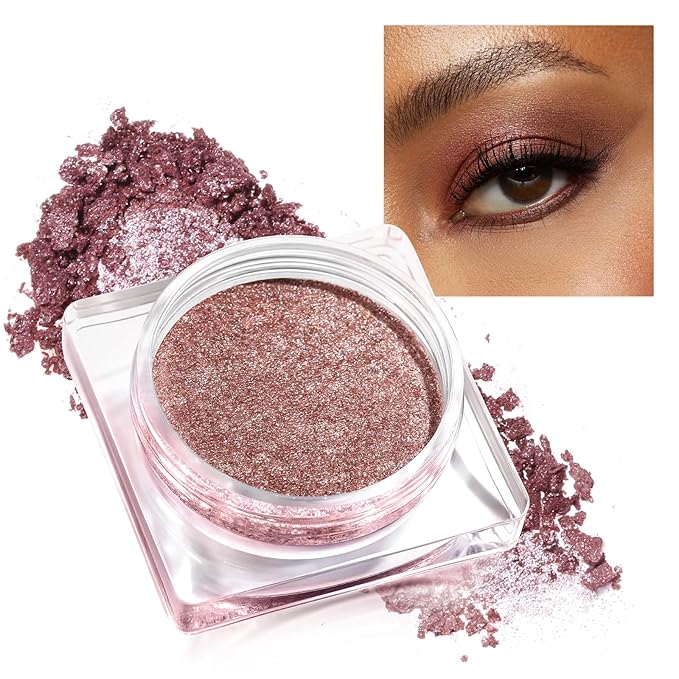 DE'LANCI Pink Cream Shimmery Eyeshadow, Single Sparkling Blendable Formula Pink Eye Shadow Makeup, Moisturizing Waterproof Lightweight Face Highlighter Blush Eyeshadow Makeup Long Lasting 07#