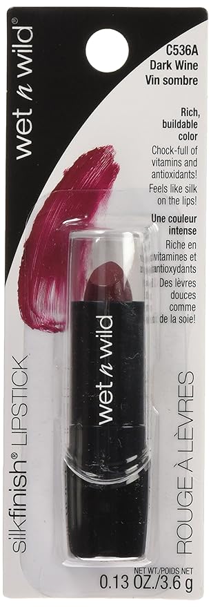 wet n wild Silk Finish Lipstick,Hydrating Rich Buildable Lip Color,Formulated with Vitamins A,E,& Macadamia for Ultimate Hydration,Cruelty-Free & Vegan - Dark Wine,(Pack of 2)