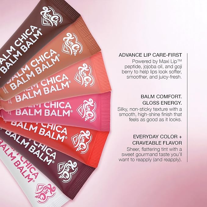 KimChiChic Beauty Balm Chica Balm Balm, Glossy Tinted Flavored Lip Balm, Hydrating Vegan Lip Gloss, Cruelty-Free, Paraben-Free Treatment for Soft, Smooth Lips, 0.8 fl. oz, 05-Cherry Blast
