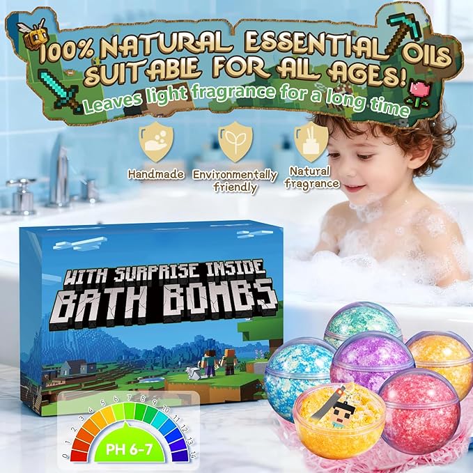 Bath Bombs for Kids: Build My Own World Dig a Bath Bombs with Toys Inside, Organic Bath Bomb Rich in Natural Essential Oils, Kids Bath Bomb Gift Set for Dry Skin Moisturize, Easter Basket Stuffers