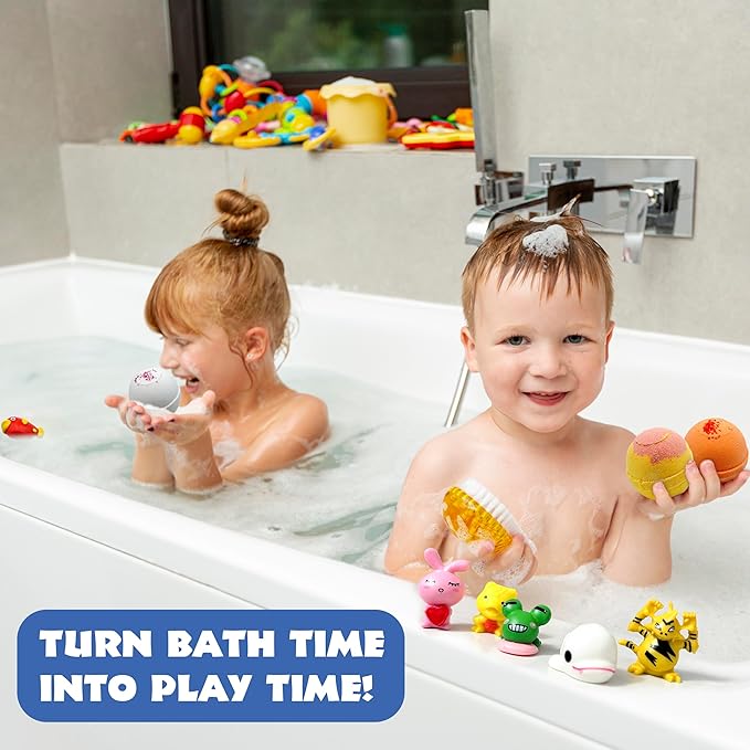 12 Bath Bombs for Kids with Surprise Toys Inside - Handmade in The USA from Natural Safe Ingredients for Sensitive Skin - 12 Different Scents with 12 Toys Inside- Gift for Girls and Boys