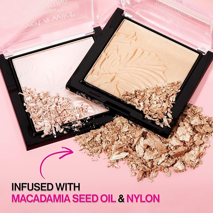 wet n wild MegaGlo Highlighting Powder, Highlighter Makeup, Shimmer Glow, Deep Gold Awesome Blossom (Pack of 4)