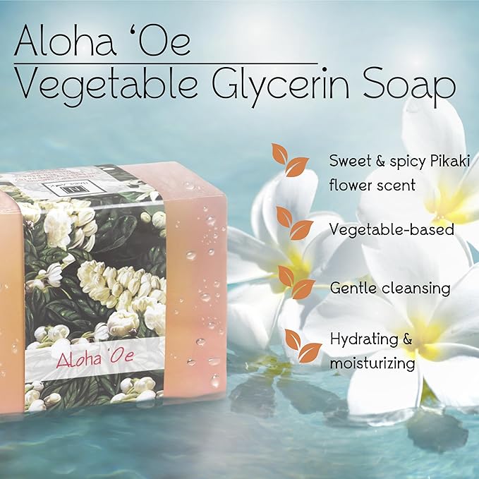 Glycerin Bar Soap Aloha 'Oe Scent - Natural, Vegan-Friendly, Hypoallergenic - Moisturizing and Hydrating with 100% Vegetable Glycerin - Sulfate-Free, Paraben-Free, Chemical-Free - 4.5 oz