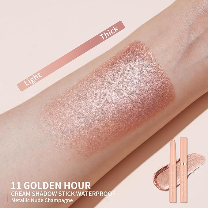 Oulac Champagne Nude Eyeshadow Stick – Twist-Up Pencil, Creamy Blendable Texture, Vegan & Cruelty-Free Eye Makeup, 1.25g, 11 Golden Hour