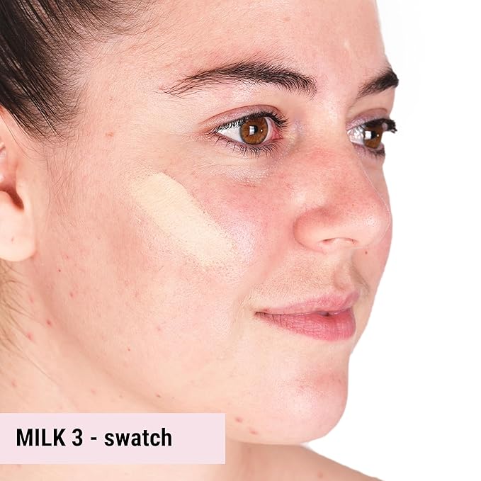 The Good Mineral Loves-You-Back 3in1 Mineral Powder Foundation (MILK 3) | Designed for Rosacea, Acne-Prone, Sensitive Skin | 3IN1 Concealer, Powder + Foundation | Non-Caking, Non-Drying