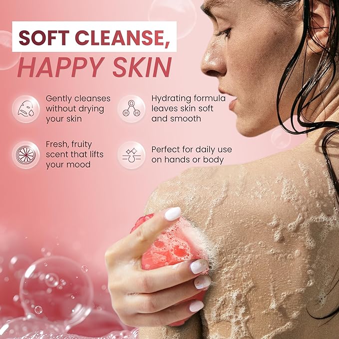 ABERA Grapefruit Soap Bar – Fruit-Shaped Decorative Soap for Bathroom Décor or Spa Vibes – Citrus Scent Moisturizing Vegan Body Cleanser, Unique Hand Soap Gift Set, 2 Pack (4.6 oz Total)