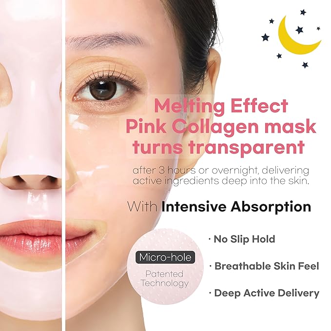 Glassy Hydrogel Face Mask for Glow and Dewy Skin, Deep Hydration, Vegan Collagen, Dewy Glow & Makeup Prep, Pore Tightening, Firming, Moisturizing, Overnight Korean Skin Care x 1ea