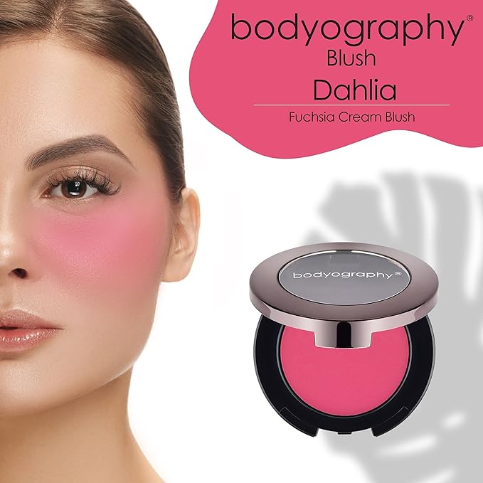 Bodyography Cream Blush for Cheeks, Dahlia - Fuchsia Pink | Lightweight, Buildable Mineral-Based Formula | Natural Flush with Crème-to-Powder Texture | Long-Wearing, Easy Blend for Radiant Skin