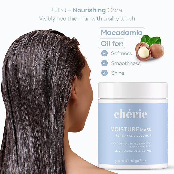 Deep Conditioning Hair Mask for Curly and Straight Hair With Macadamia Oil, Hyaluronic Acid & Bamboo Extract, Hydrating for Dry Damaged, Helps Repair, Reducing Frizz & Breakage, Vegan 16.90 oz | Hydrating, Deep Conditioning, Frizz-Free, Helps Repair