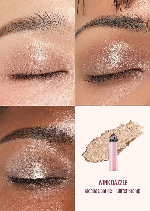 Kaja Eyeshadow - Wink Dazzle 06 Mocha Sparkle (Matte) | Glitter, Smudge Proof, Creamy Formula, Vegan, Cruelty-Free, Creamy, Blendable, High Pigmentation Shimmer Stick, Long Lasting, Waterproof