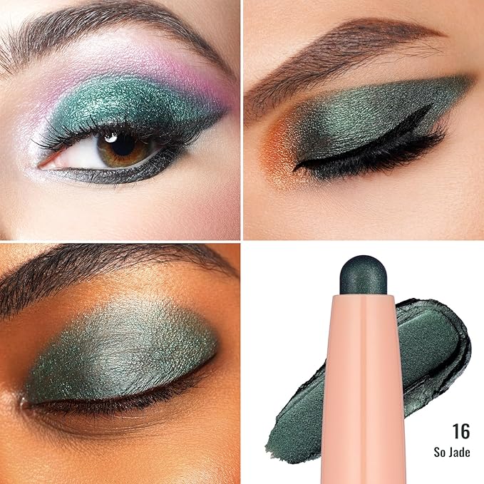 Oulac Dark Green Eyeshadow Stick – Twist-Up Creamy Crayon, Waterproof Long Lasting Eye Makeup, Vegan & Cruelty-Free Eye Makeup, 1.25g, 16 So Jade