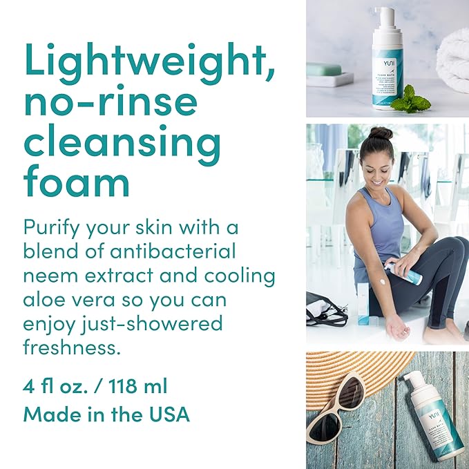 YUNI Beauty Waterless Body Wash (4 oz) - Rinse-Free Foaming Bath and Clean Body Wash Solution Instantly Remove Sweat, Dirt, Odor, Travel, Camping and Backpacking Essentials, Paraben-Free, Vegan