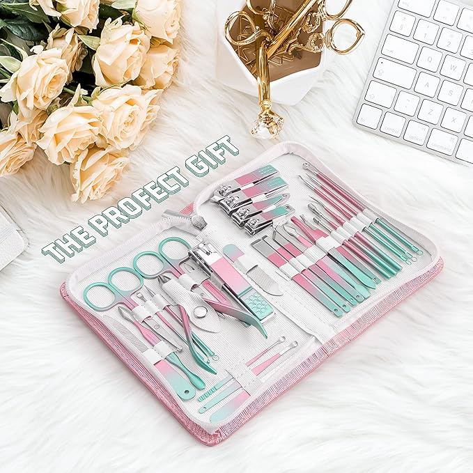 WOAMA Manicure Set 30 In 1 Pedicure Kit Nail Clippers Set Manicure Kit Professional Stainless Steel Nail Kit For Women Men