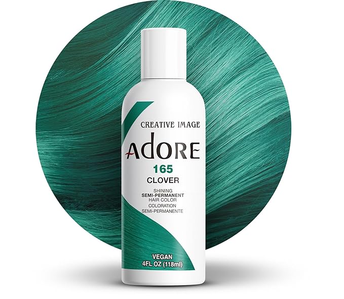Adore Semi Permanent Hair Color (165 Clover) | Vegan & Cruelty-Free Green Hair Dye | No Ammonia, No Peroxide, No Alcohol | 4 Fl Oz